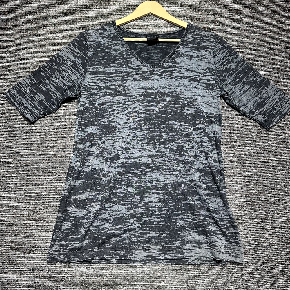 Sledge USA Y2K Top T Shirt Women's L Gray Blue V Neck